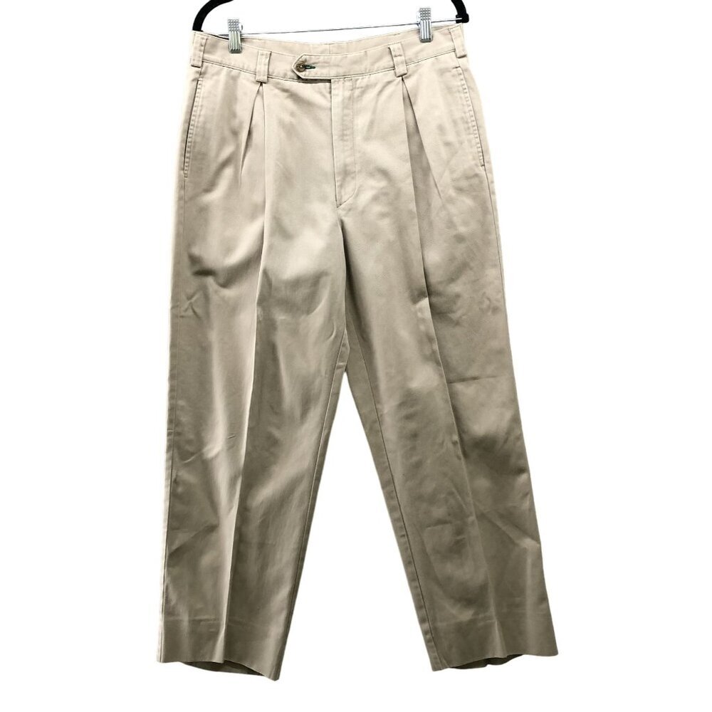 Vintage 90s Tommy Hilfiger Double Pleated Chino Pants Khaki Mens 34x29 Relaxed
